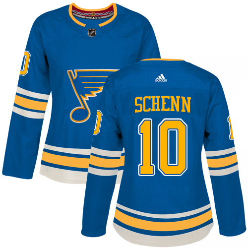 Adidas Blues #10 Brayden Schenn Blue Alternate Authentic Women's Stitched NHL Jersey